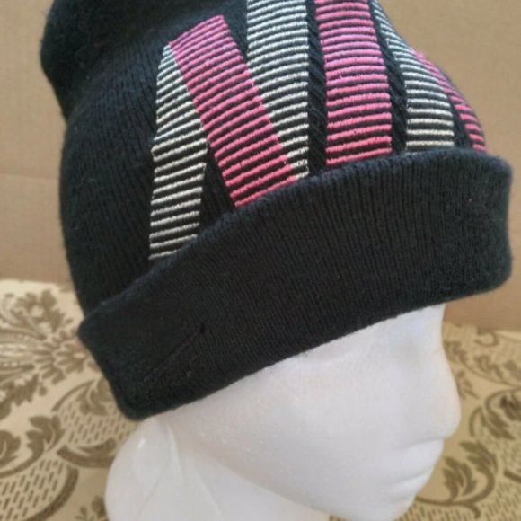 Nike Winter Beanie Black fold over Men's Hat Toque - Picture 3 of 3